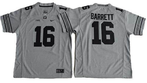 Buckeyes #16 J. T. Barrett Gridion Grey II Stitched Youth NCAA Jersey